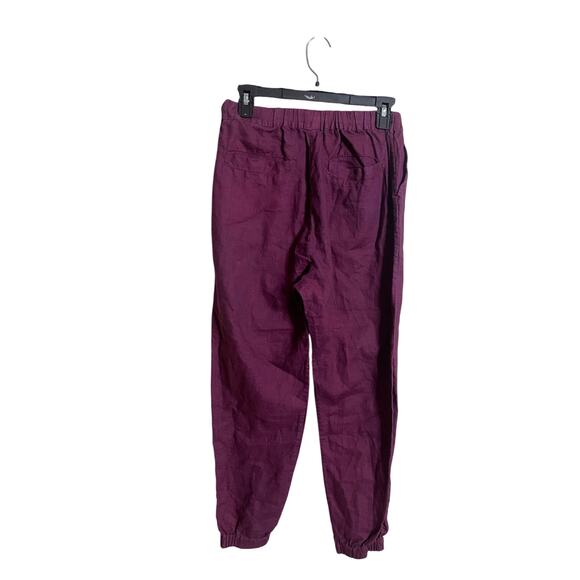 LWN Los Angeles Burgundy Cotton Pants Drawstrings Womans Medium - Picture 2 of 9